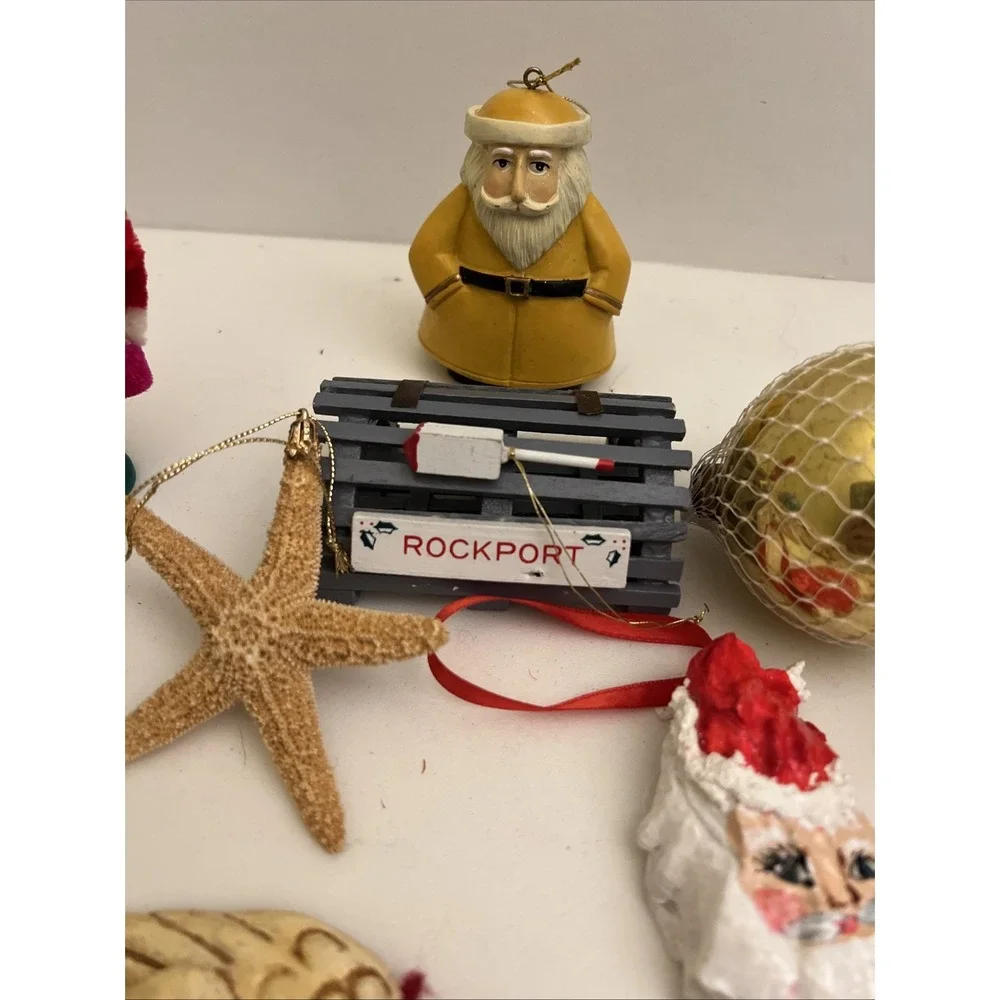 Nautical‎ Beach Sailor  Christmas Ornaments Lot Of 16 And Santa Lighthouse